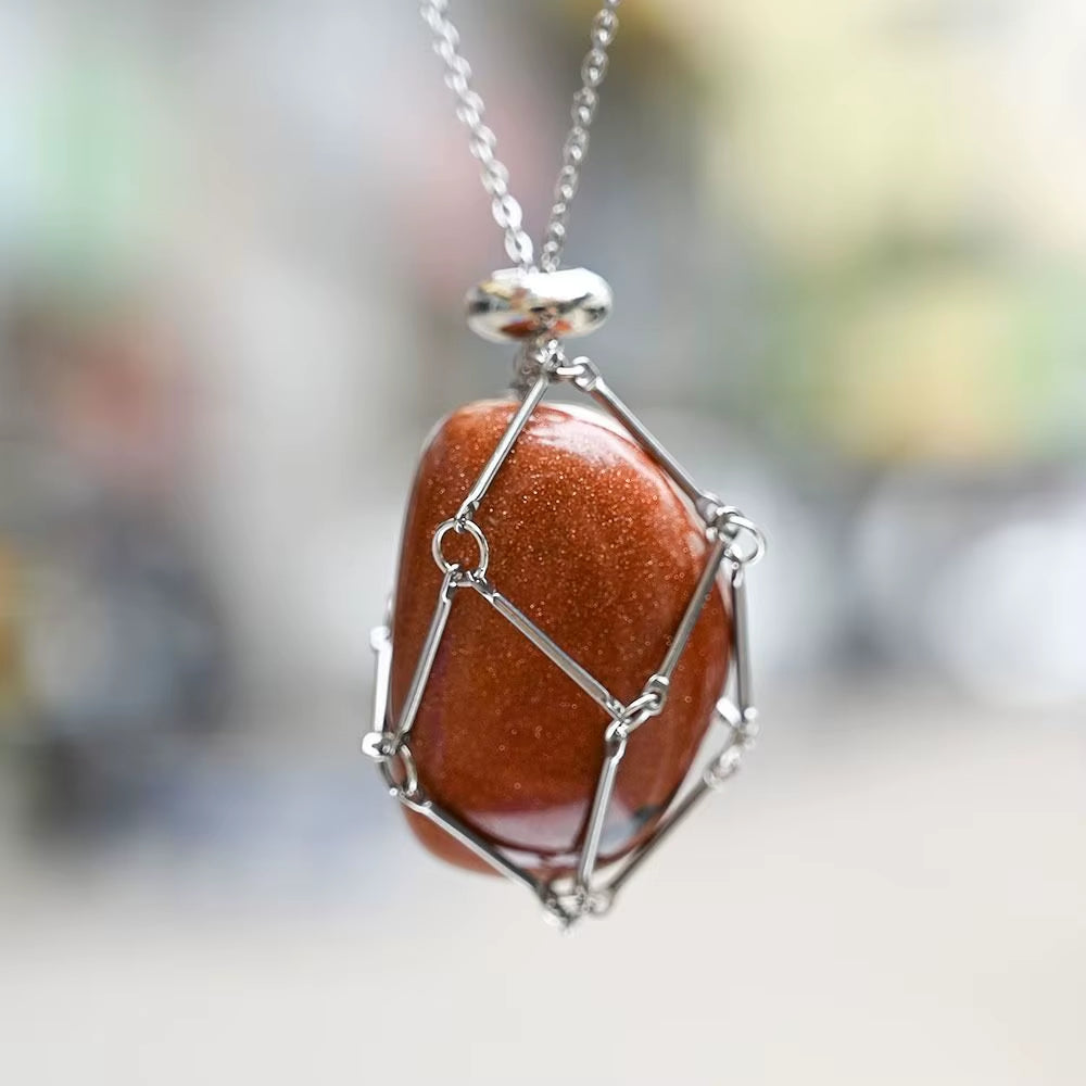 Crystal Holder Cage Necklace