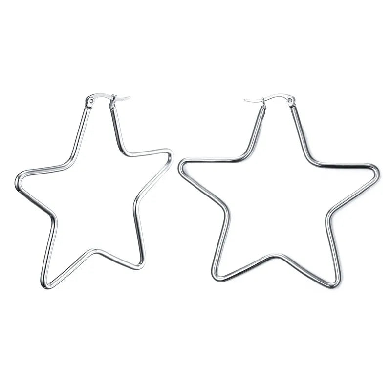 Large Star Hoop Earrings